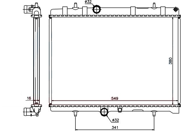 SU RADYATÖRÜ (BRAZING)(BPE050) PEUGEOT PARTNER TEPEE /308/407 1.6HDI 06+ (380X538X16)