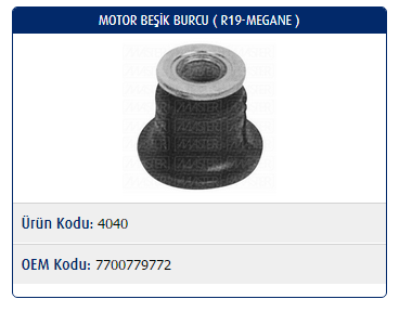 MOTOR BEŞİK BURCU RENAULT R19 / CLIO I / CLIO II / MEGANE I / SCENIC I / KANGOO