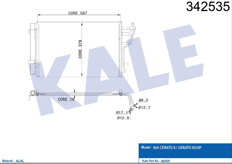 KLİMA RADYATÖRÜ (BRAZING)(KURUTUCULU) KIA CERATO II 1.6 BENZİNLİ 10-