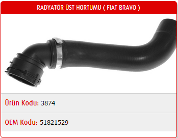 RADYATÖR ÜST HORTUMU FIAT BRAVO