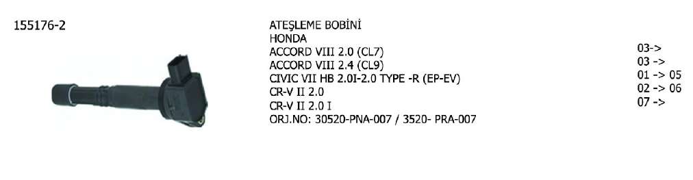 ATEŞLEME BOBİNİ HONDA CIVIC VII - VIII HB 01- / CRV I-II-III 95-