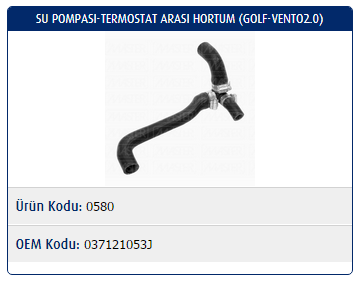 TERMOSTAT-SU POMPASI BAĞLANTI HORTUMU SEAT TOLEDO I 1.6i-2.0i 91-99