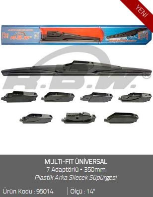 ARKA SİLECEK SÜPÜRGESİ (PLASTİK)(MULTI-FIT) 350mm (14")(7 APARATLI)(ÜNİVERSAL)