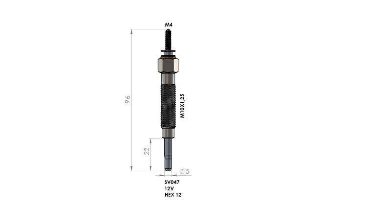 KIZDIRMA BUJİSİ (12,0V) HYUNDAI H100 E.M / KIA K2500 / PREGIO / BONGO 2.5  / MITSUBIHSI COLT 1.8D / L200 / L300 / SIGMA 2.3-2.5D