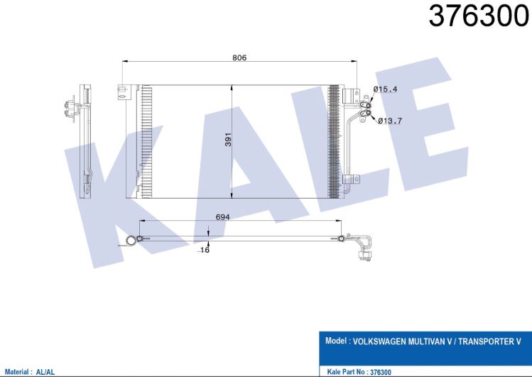 KLİMA RADYATÖRÜ (BRAZING)(AT/MT)(KURUTUCULU) VW MULTIVAN V-TRANSPO