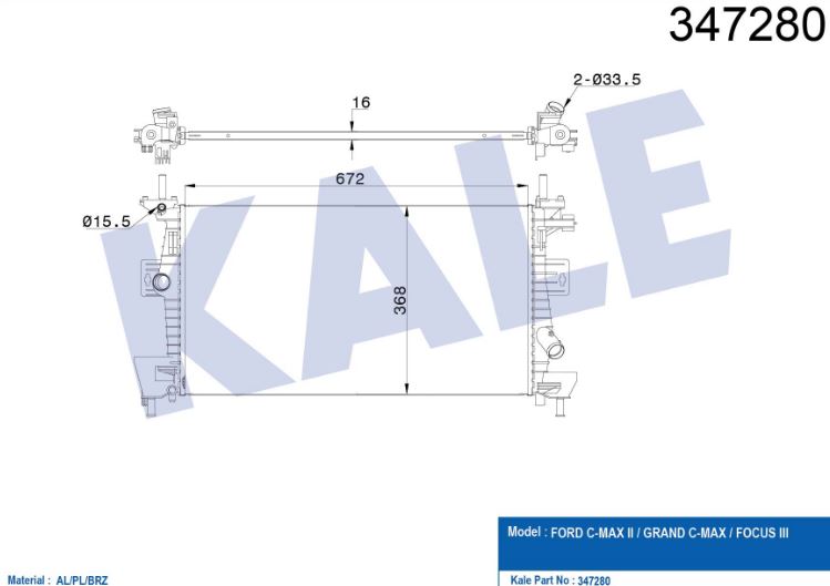 SU RADYATÖRÜ (BRAZING)(MT) FORD C-MAX II / GRAND C-MAX / FOCUS III