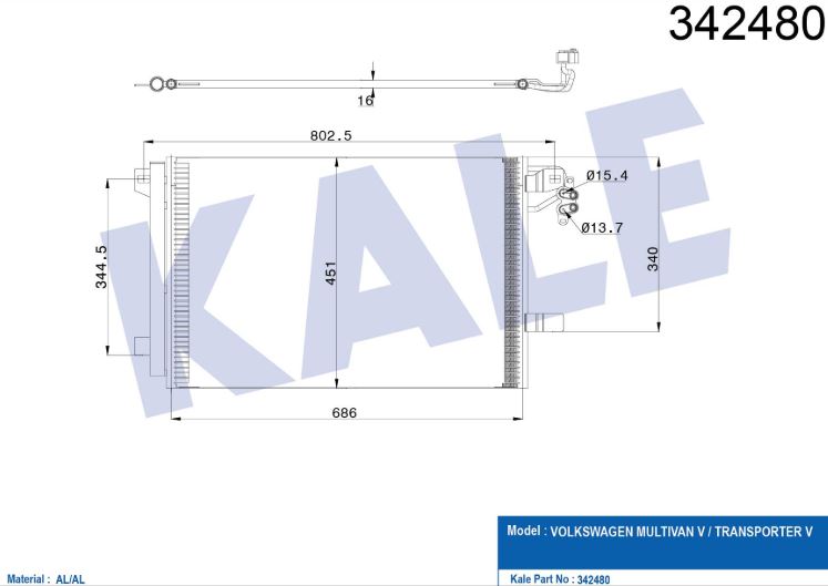 KLİMA RADYATÖRÜ (BRAZING)(MT)(KURUTUCULU) VW MULTIVAN V / TRANSPORTER