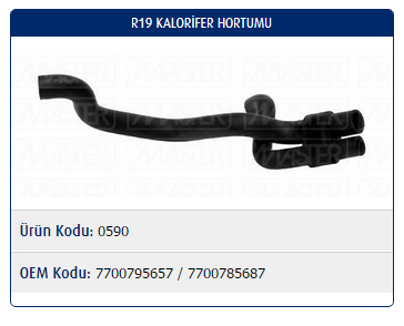 KALORİFER HORTUMU RENAULT R19 1.9D