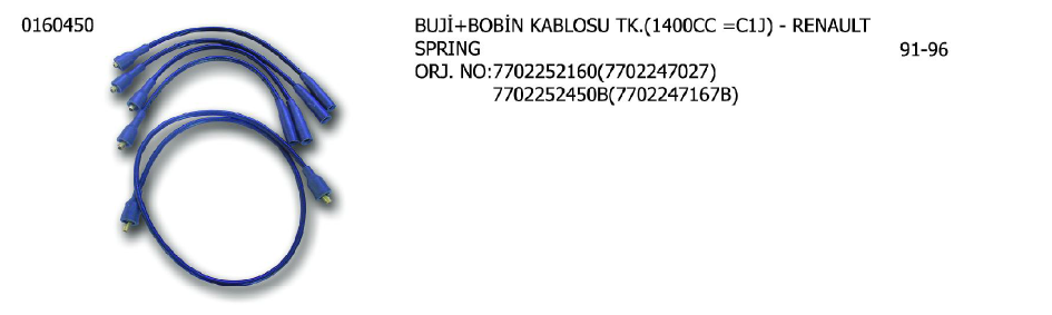 BUJİ+BOBİN KABLOSU RENAULT R9 SPRING 1.4