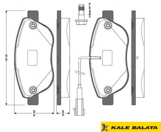 DİSK BALATA (ÖN)(ÇİFT FİŞLİ) GENİŞ TİP) FIAT DOBLO 10- / GRANDE PUNTO 06- / PUNTO 12- / FIORINO 09- / LINEA Y.M.