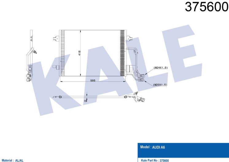 KLİMA RADYATÖRÜ (BRAZING)(KURUTUCUSUZ) AUDI A6 AL/AL 615X420X18