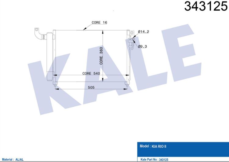 KLİMA RADYATÖRÜ (BRAZING)(KURUTUCULU) KIA RIO II 1.5 CRDI  (05+) AL/AL