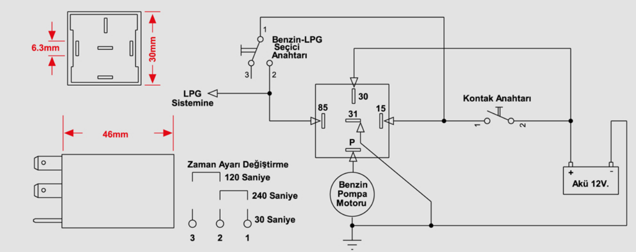 12V. BENZİN POMPASI ZAMAN RÖLESİ 