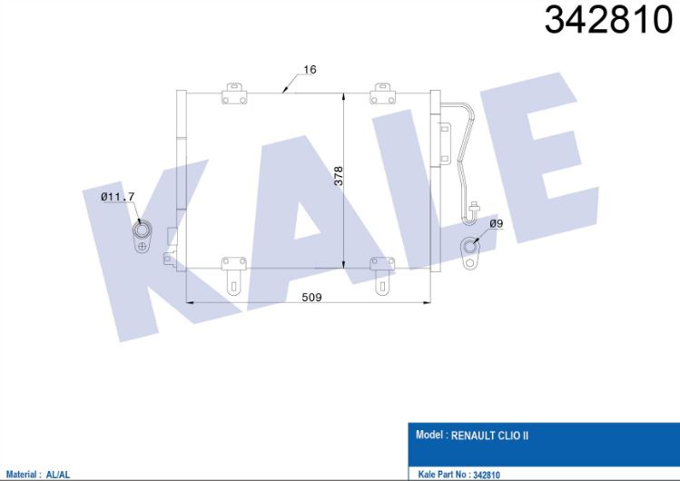 KLİMA RADYATÖRÜ (BRAZING)(KURUTUCUSUZ) RENAULT CLIO II 1.2I / 1.4I / 1.6