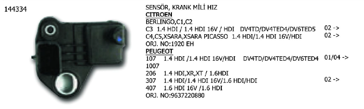 SENSÖR KRANK MİLİ HIZ CITROEN/PEUGEOT