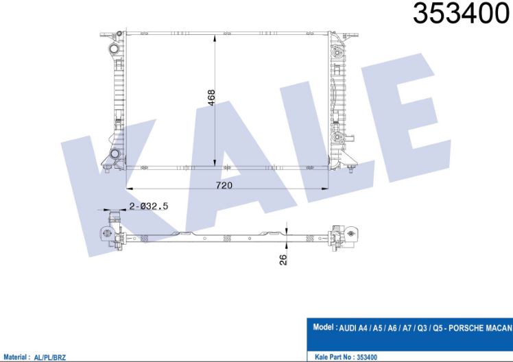 SU RADYATÖRÜ (BRAZING)(AT) AUDI A4-A5 1.8 TFSI-2.0 TFSI (07+)