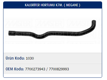 KALORİFER HORTUMU RENAULT MEGANE I 1.4 K7M