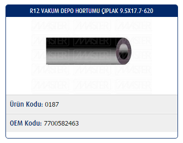 VAKUM DEPO HORTUMU (ÇIPLAK)(Ø10x19mm-640mm) RENAULT R12 (WESTİNGHOUSE)