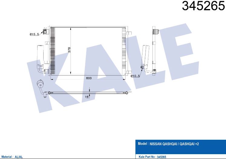 KLİMA RADYATÖRÜ (BRAZING)(MT)(KURUTUCULU) NISSAN QASHQAI +2 1.6 07-