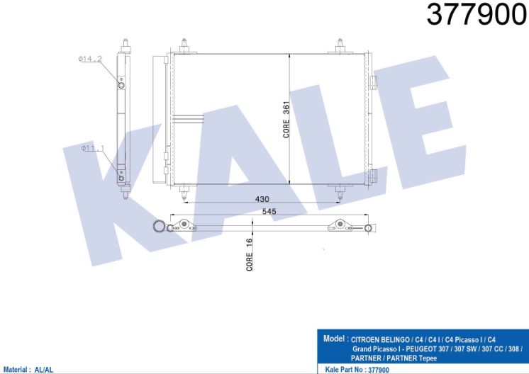 KLİMA RADYATÖRÜ (BRAZING)(KURUTUCULU) CITROEN C4-P307 (TU5JP4) 1.6