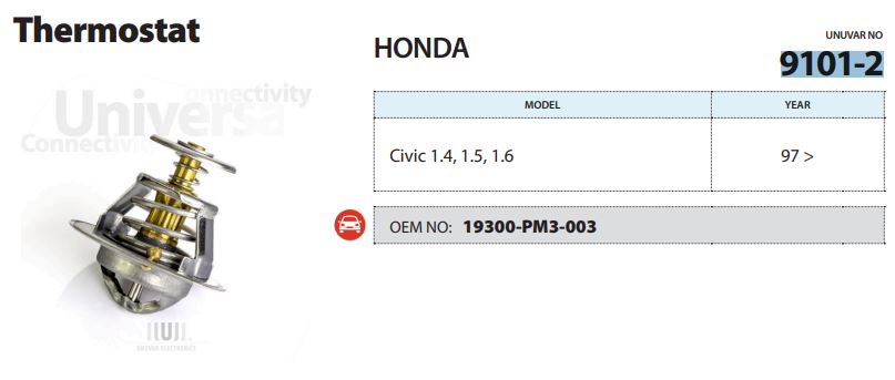 TERMOSTAT (82°C) HONDA CIVIC 1.4İ / 1.4 16V / 1.5İ 16V