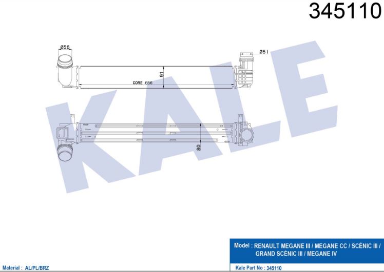 INTERCOOLER (BRAZING)(MT) RENAULT MEGANE III-SCENIC III