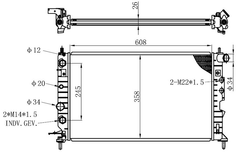 SU RADYATÖRÜ (BRAZİNG)(AT)(BOP100) OPEL VECTRA B 95- X20XEV