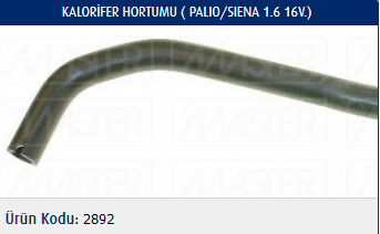 KALORİFER HORTUMU FIAT PALIO 1.6 16V 97-02 / SIENA 1.6 16V 97-02