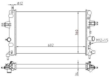 SU RADYATÖRÜ (MEKANİK)(MT)(MOP523) OPEL ASTRA G 1.6İ TWİNPORT 98- (600x370x34)