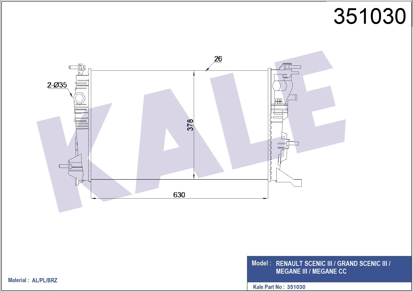 SU RADYATÖRÜ (BRAZING)(MT) RENAULT SCENIC III / GRAND SCENIC III