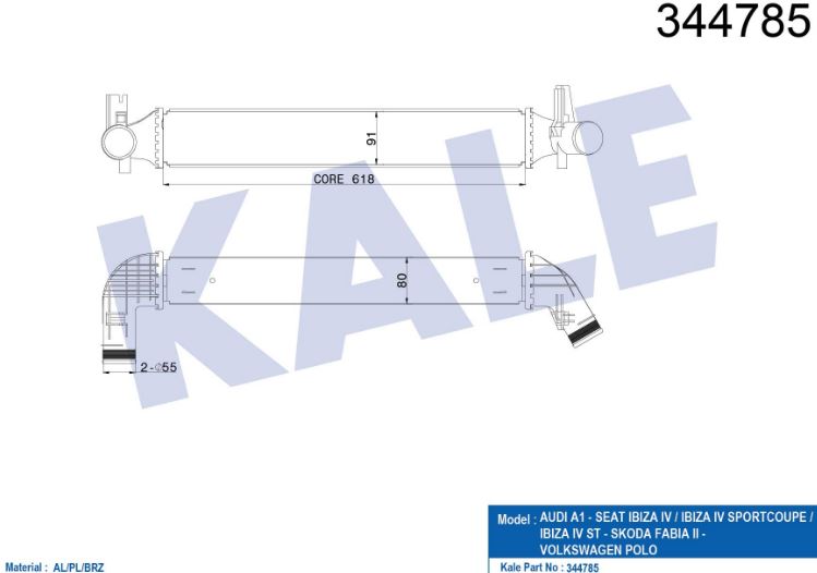 INTERCOOLER (BRAZING)(MT) VW POLO 1.4/1.8GTI/2.0R 10-/FABIA 1.4