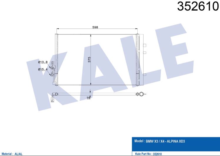 KLİMA RADYATÖRÜ (BRAZING)(KURUTUCULU) BMW X3 / X4 10=> - ALPINA XD3 AL/