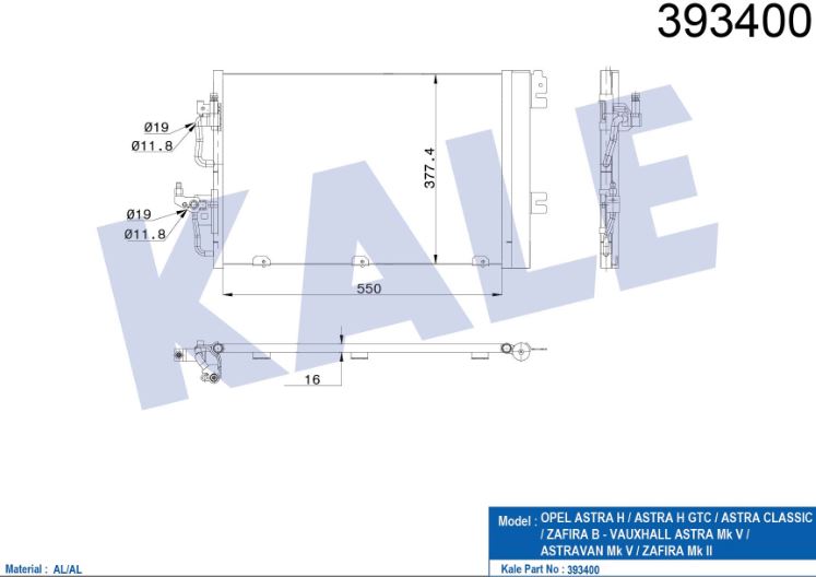 KLİMA RADYATÖRÜ (BRAZING)(MT)(KURUTUCULU) OPEL ASTRA H-ZAFIRA B 1.4I-1.6I