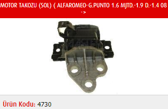 MOTOR TAKOZU (SOL) FIAT G.PUNTO 1.6 MJTD-1.9D-1.4 08-