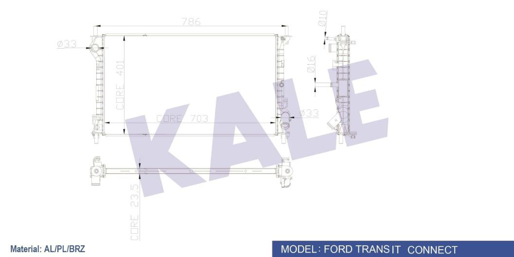 SU RADYATÖRÜ (BRAZING)(MT) FORD TRANSİT CONNECT V227 NAC 1 SIRA ALB