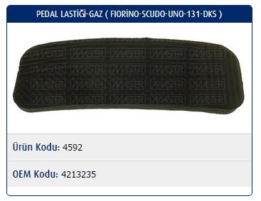 PEDAL LASTİĞİ (GAZ) FIAT FIORINO / PREMIO / SCUDO / UNO / M131