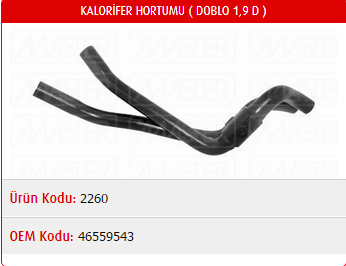 KALORİFER HORTUMU FIAT DOBLO 1.9D 00-