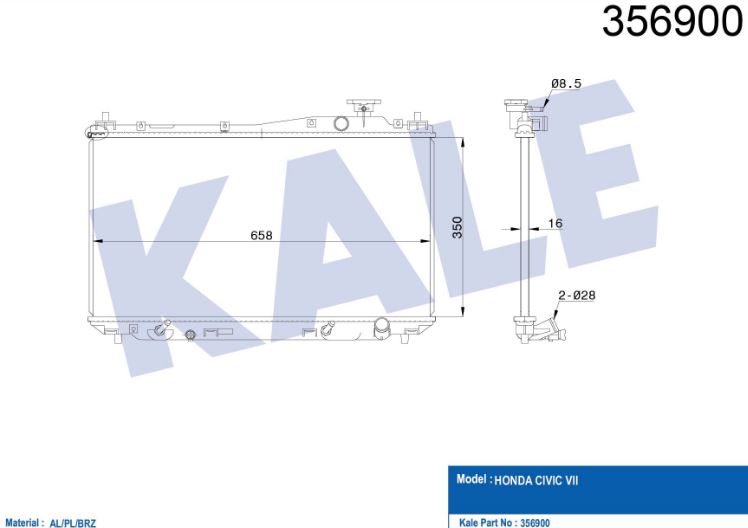 SU RADYATÖRÜ (BRAZING)(AT) HONDA CIVIC VII-AUTOMATIC-19010-PLM-A51