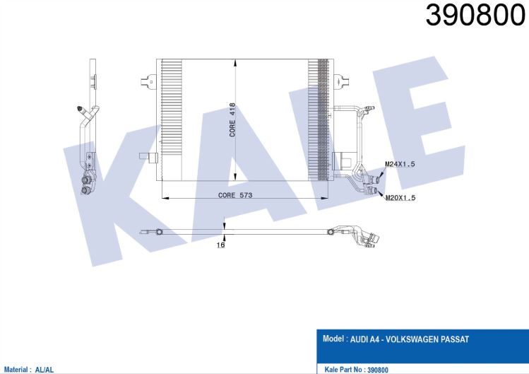 KLİMA RADYATÖRÜ (BRAZING)(KURUTUCUSUZ) VW PASSAT A4 1.9TDI 1.8/1.8T 97>