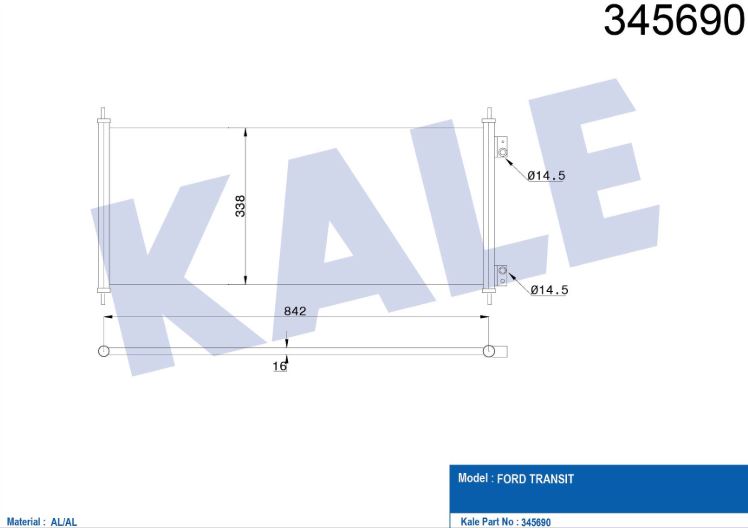 KLİMA RADYATÖRÜ (BRAZING)(KURUTUCUSUZ) FORD TRANSIT V184 2.0TDCI / 2.4 T