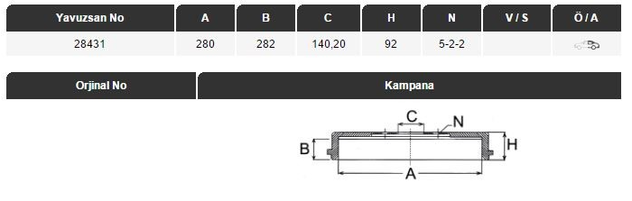 KAMPANA (ARKA)(280MM) PEUGEOT J9 PREMIER 00-07