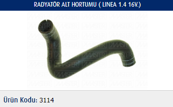 RADYATÖR ALT HORTUMU FIAT LINEA 1.4 16V