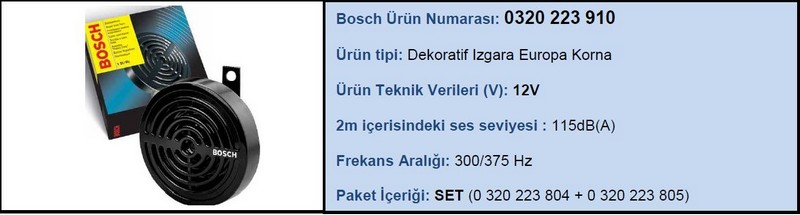 DİDİT KORNA 12V. (DEKORATİF HALKA EUROPA)(115dB) 
