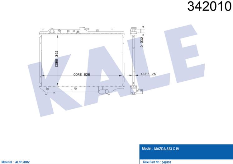 SU RADYATÖRÜ (BRAZING)(MT) MAZDA 323 C IV 1.8 16V TURBO 4WD 90-94