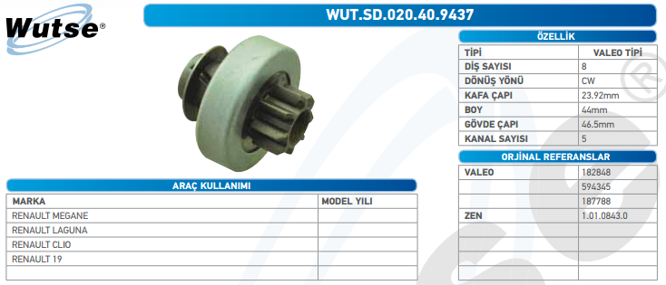 MARŞ DİŞLİSİ (VALEO TİPİ) 8 DİŞ RENAULT MEGANE-LAGUNA