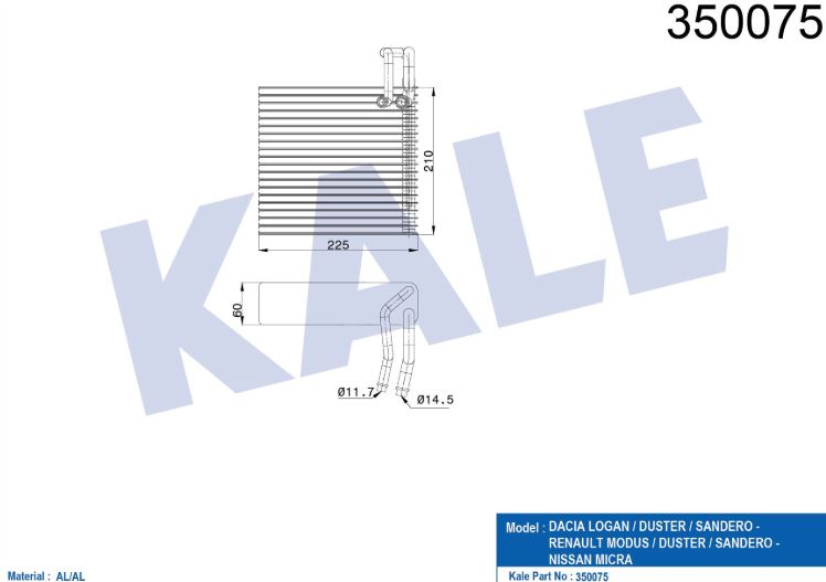 EVAPORATOR (BRAZING) DACIA LOGAN / DUSTER / SANDERO - RENAUL