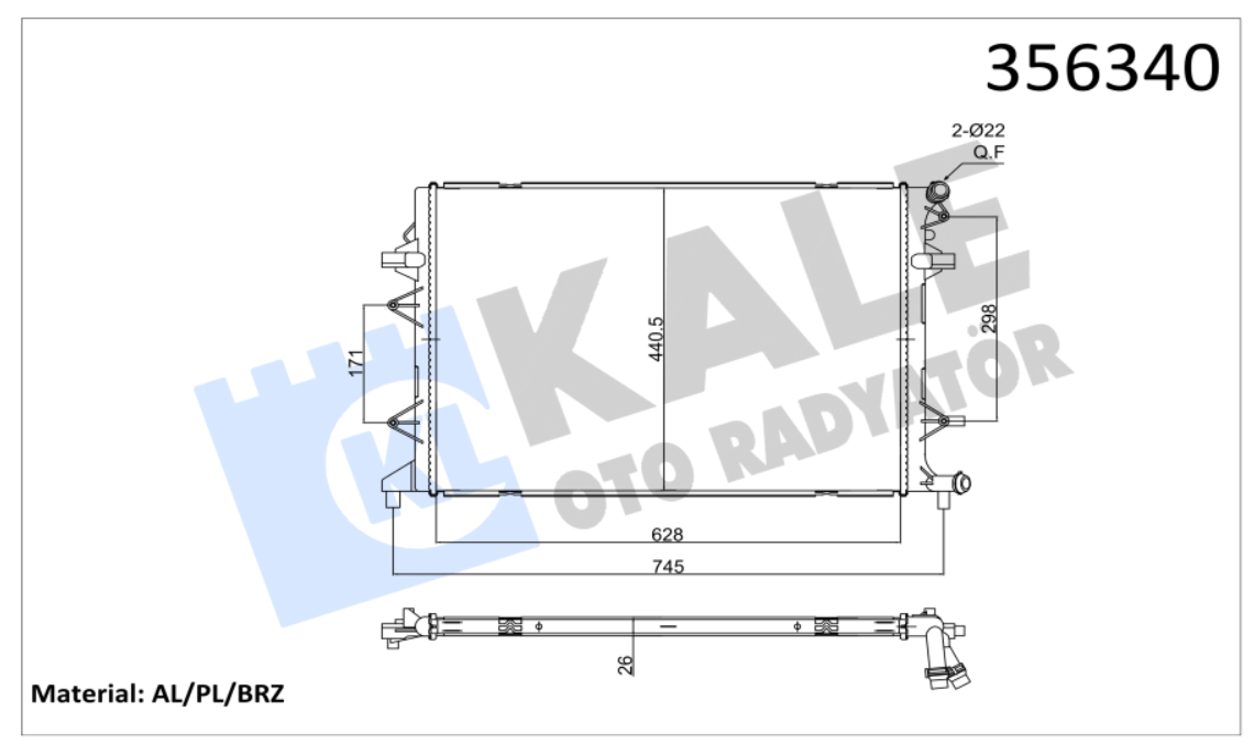 SU RADYATÖRÜ (BRAZING) VW CADDY IV / GOLF VI / JETTA IV / SCIROCCO / BEETLE / SKODA YETI  2.0TDI 13-