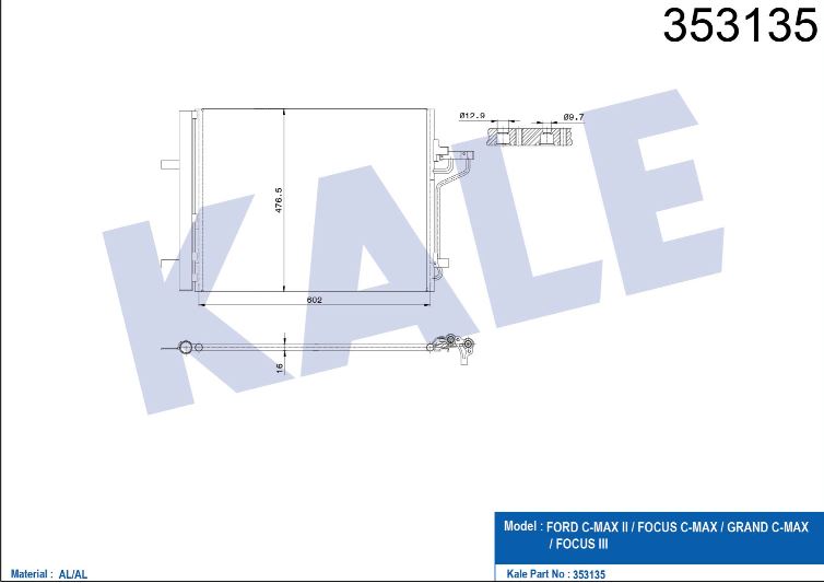 KLİMA RADYATÖRÜ (BRAZING)(KURUTUCULU) FORD C-MAX II / FOCUS III 1.6/2.0TDCI 11-15