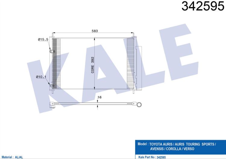 KLİMA RADYATÖRÜ (BRAZING)(MT)(KURUTUCULU)(492200) TOYOTA AURIS 08+ / AVENSIS