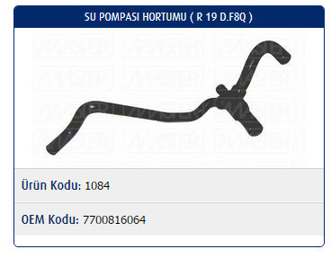 SU POMPASI HORTUMU RENAULT R19 1.9D F8Q